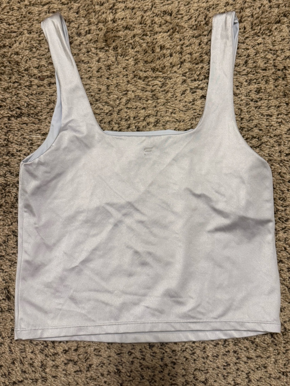 Fabletics Sleek Silver Square Neck Cropped Active Tank - Picture 4 of 6